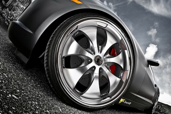 Car wheel close-up