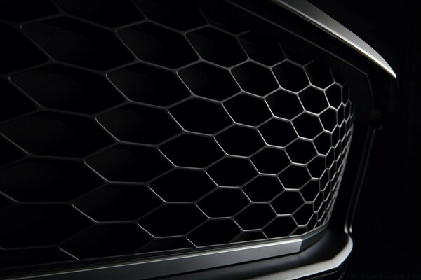 Radiator grille of a black car