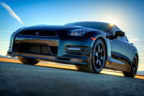 Beautiful blue car and blue sky