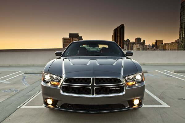 Cool car parked on the asphalt