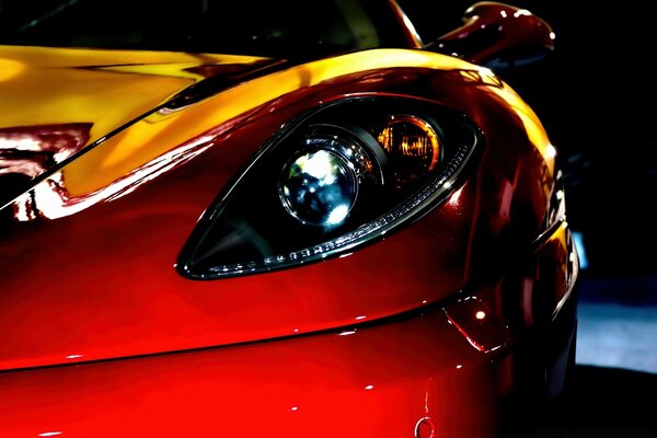 Car headlight close-up