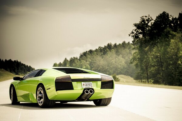 An unusual light green sports car