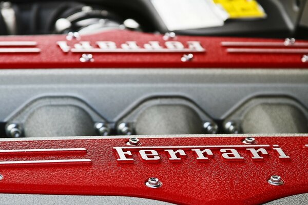 The Ferrari engine is red