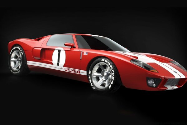 Roter Ford GT-Rennwagen mit der Nummer 1