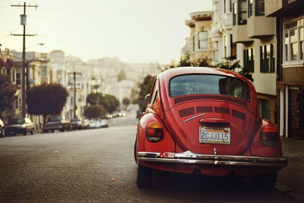 Retro cars in the city center