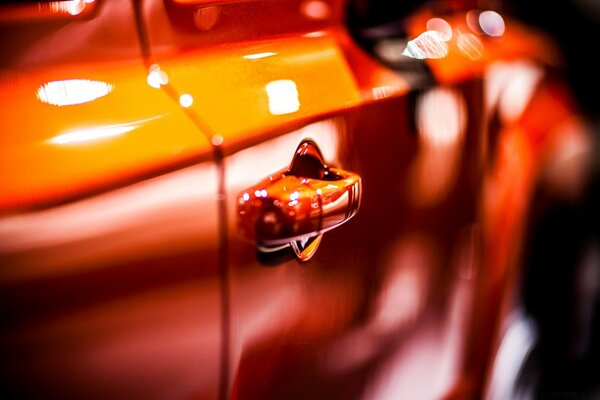 Shiny glossy red car door