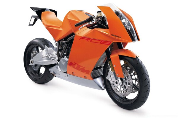 Orange motorcycle on a white background