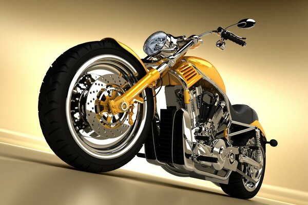 Superbe moto sur fond jaune