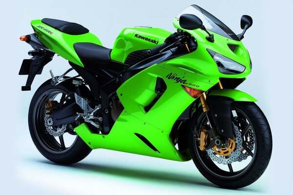 Motorcycle light green Kawasaki Ninja