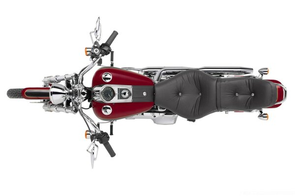 Top view of a burgundy motorcycle