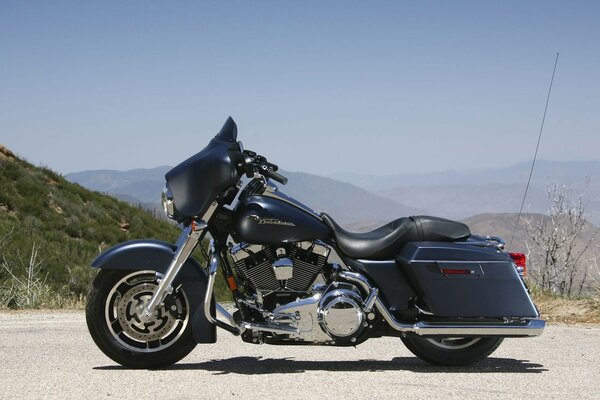 Motorcycle on the background of a mountain landscape