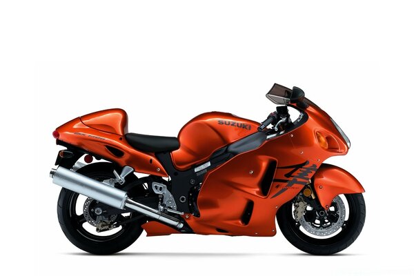 Motocicleta de esporte poderoso vermelho Suzuki