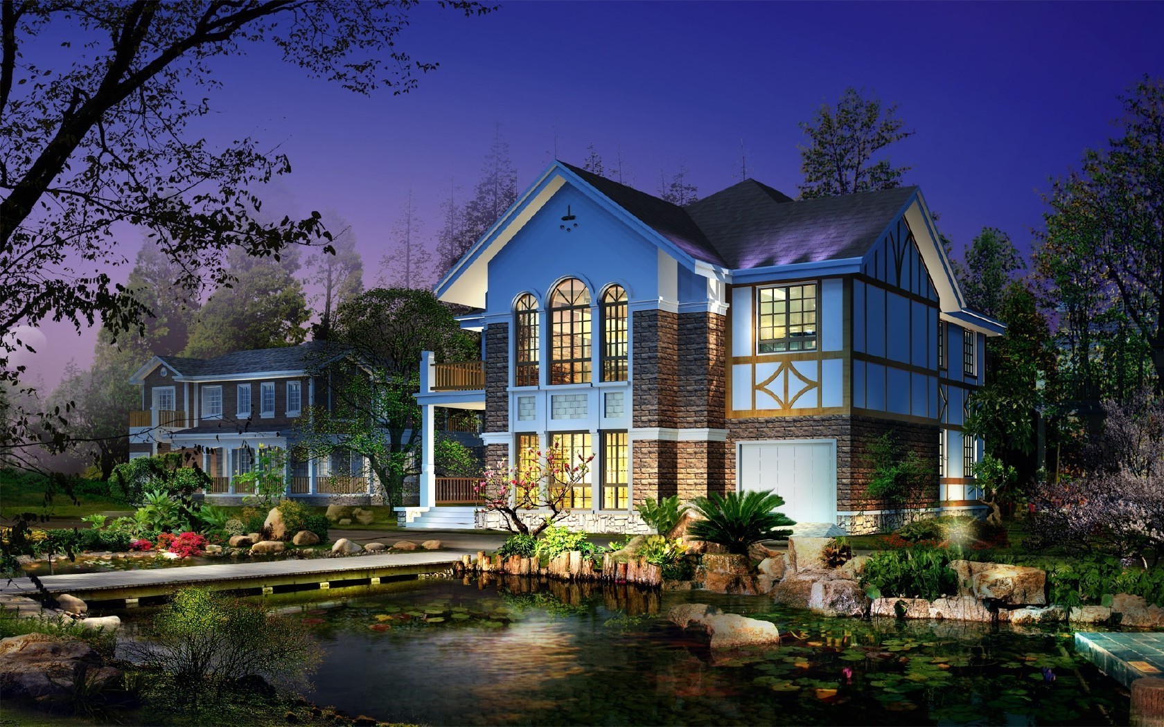 cenário casa casas luxuoso arquitetura família casa real suporte propriedade residencial bungalow exterior gramado pátio