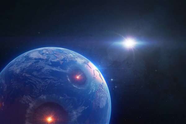 从太空爆炸的行星的插图