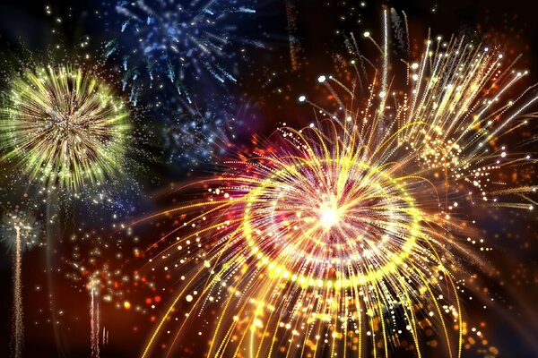 Explosions festives de feux d artifice multicolores