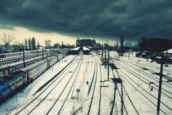 Ferrocarril desde arriba en invierno