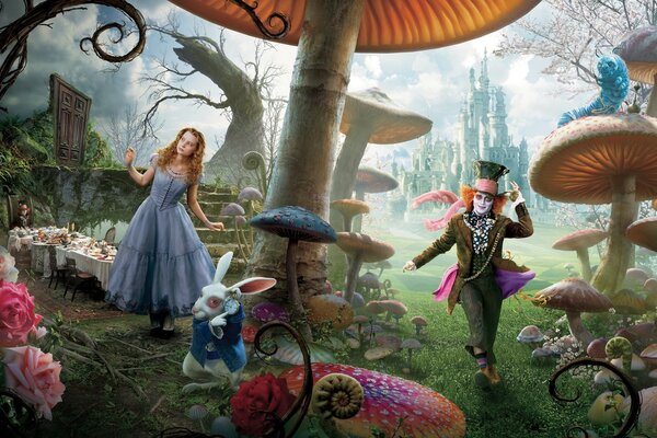 The characters of the cheese movie Alice in Wonderland