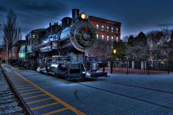 Weihnachten Stadt Lokomotive Eisenbahn