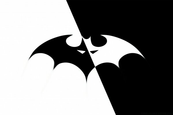 Black and white Batman symbol on the desktop