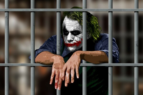 Triste joker derrière les barreaux en prison