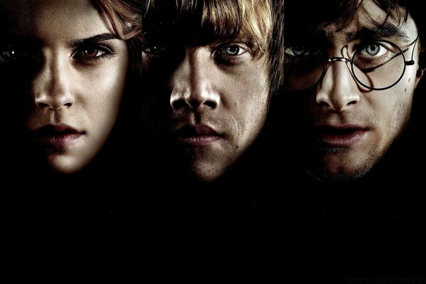 The main characters of the Harry Potter movie faces