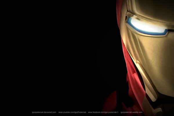 Dark background. Iron Man Mask close-up