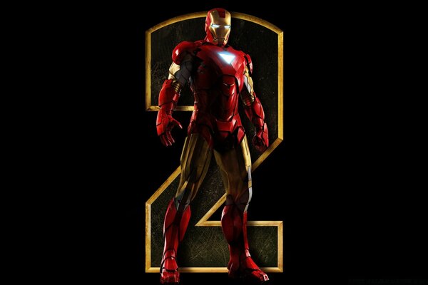 Iron man on the background of the number two