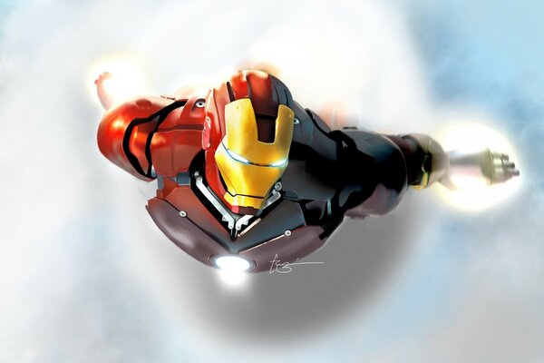 Iron Man vola nel cielo