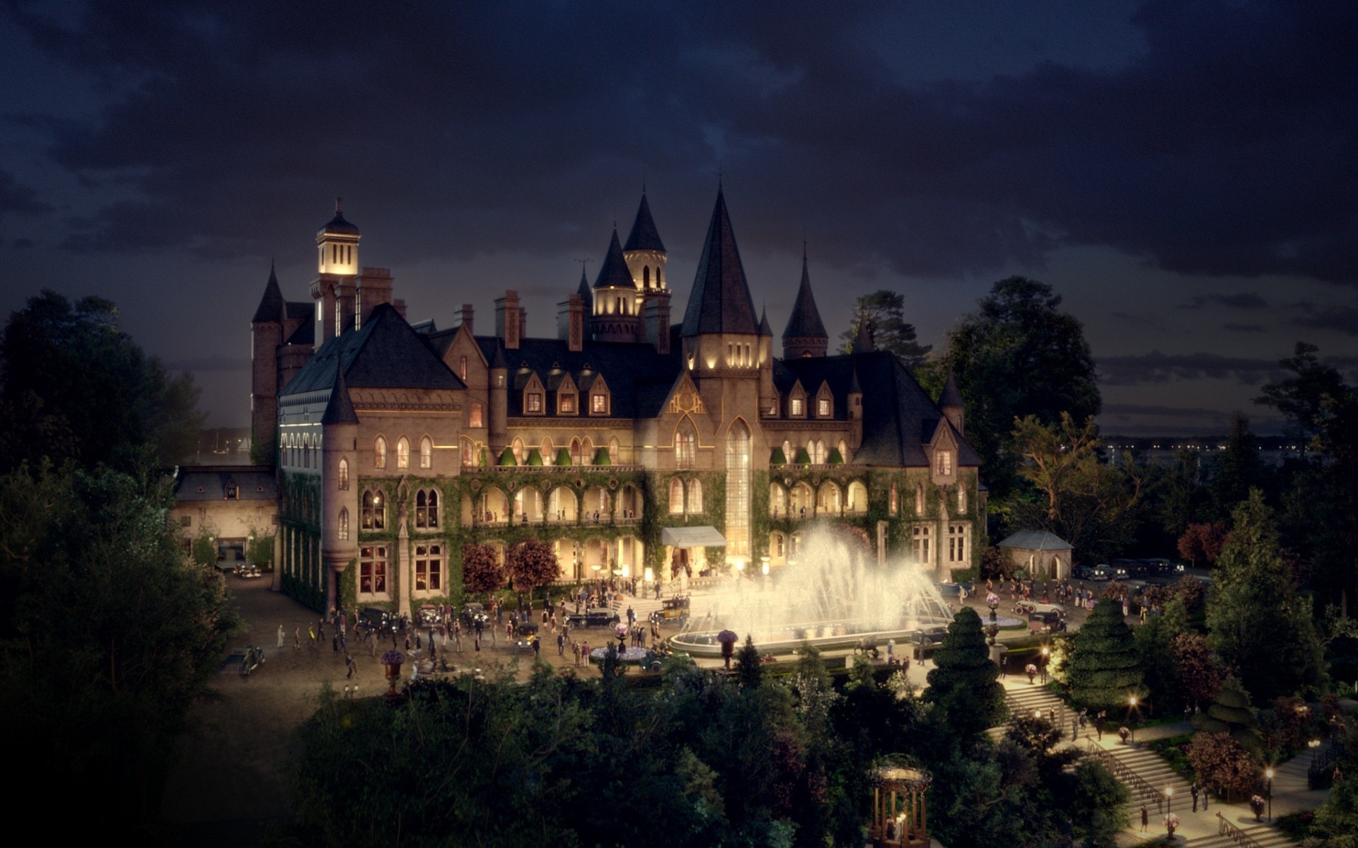 movies architecture castle travel outdoors building old city sky gothic house dusk ancient home river