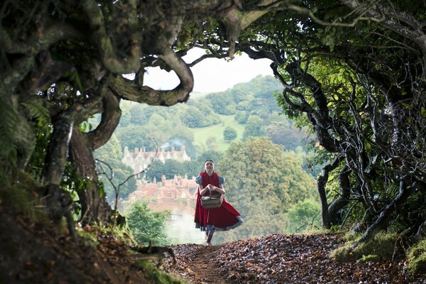 La niña de un cuento de hadas en el bosque dormido