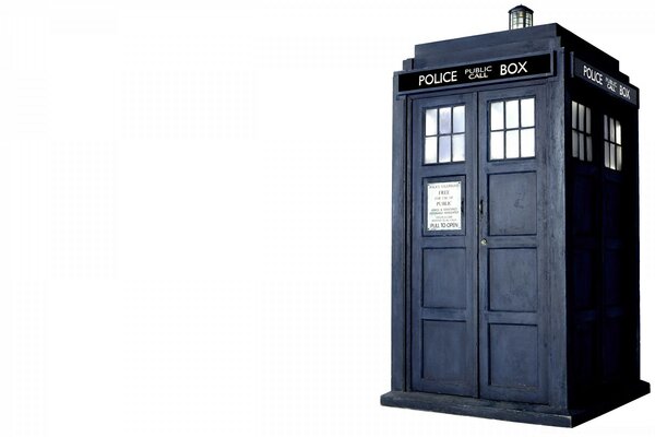 A police box on a white canvas