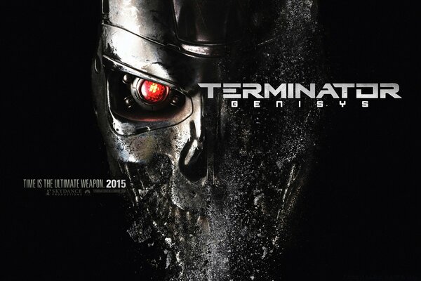 Image du visage de Terminator avec un œil rouge