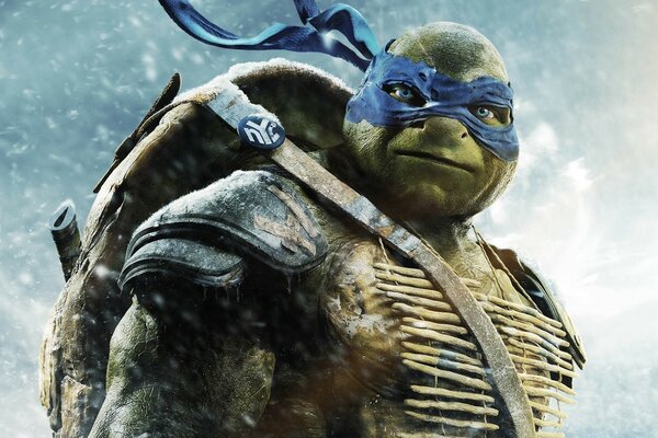 Teenage Mutant ninja Turtles con una venda azul en los ojos