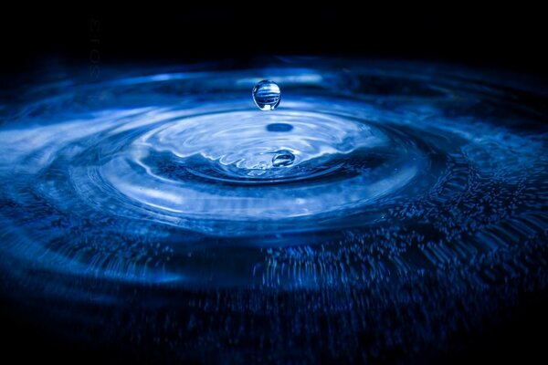 Drop of blue water drop