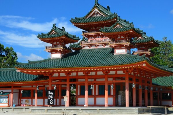 Eastern temple with a green roof