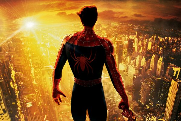 Homem Aranha Homem Aranha sol luz Cidade altura