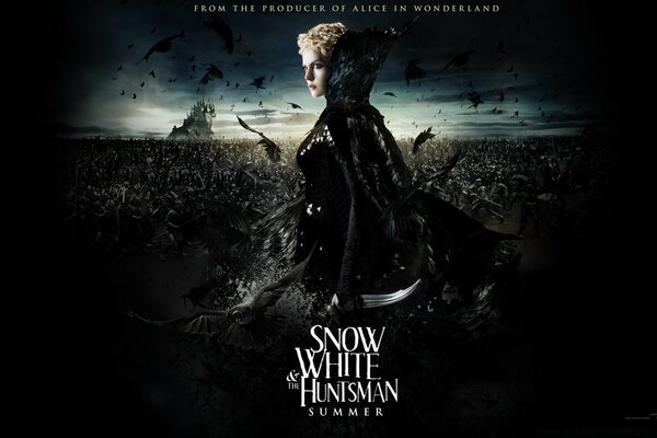 Creepy movie snow white and the huntsman on a dark background