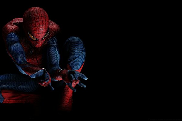 Spider-Man went hunting on a black background