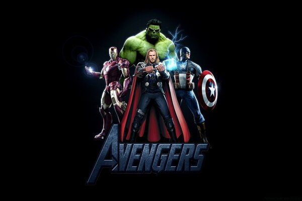 Attori del film Avengers su sfondo nero