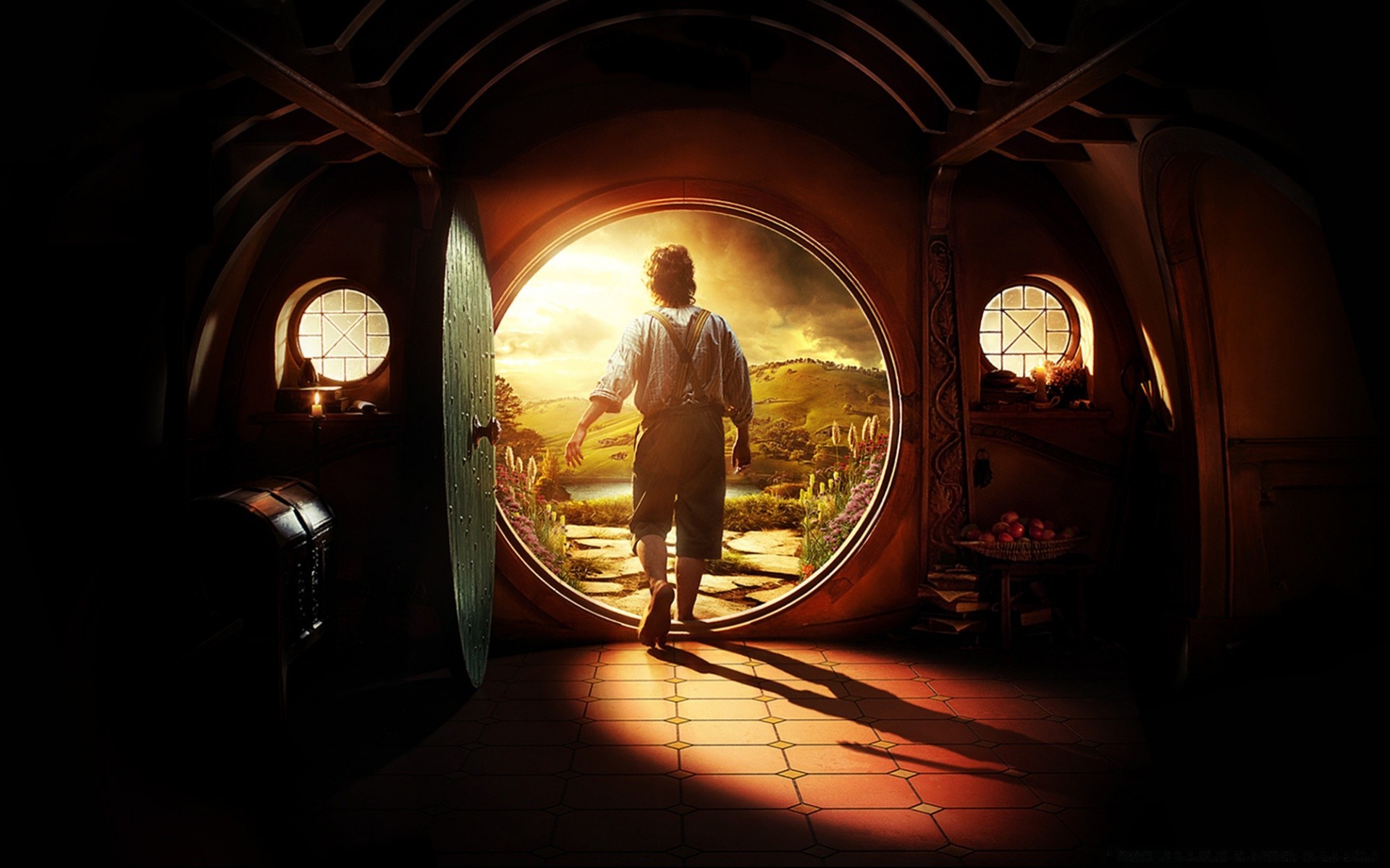 hobbit luce viaggio tunnel interno sughero scuro