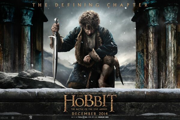 Poster del film Lo Hobbit protagonista con una spada