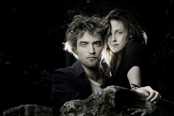 Photo shoot for the movie Twilight, Edward and Bella