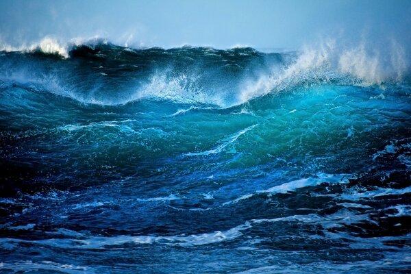 Restless waves of the blue ocean