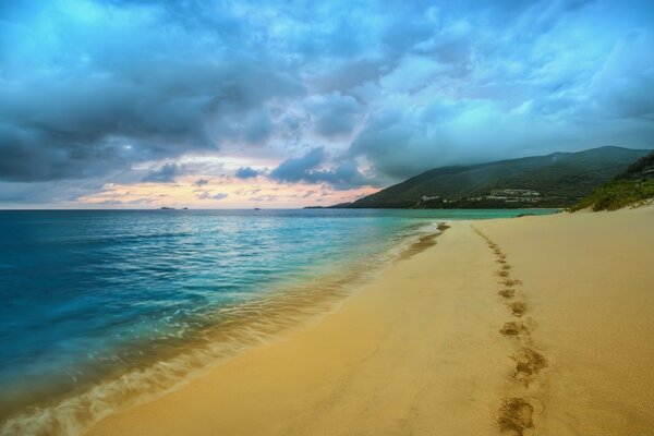 Pistes sur une plage incroyablement belle