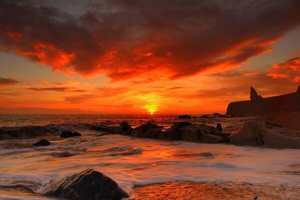 Sole dell alba sull oceano