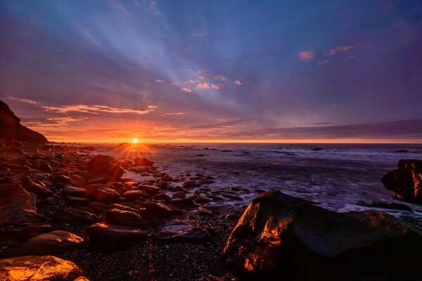 Evening twilight on the seashore