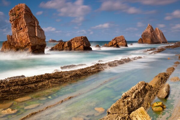 Unusual rocks off the coast of the ocean