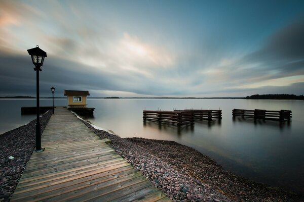 Quiet beach at the foot of the sea