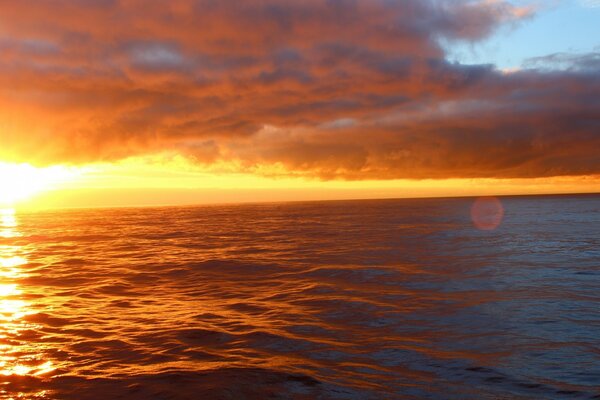 Calm ripples of water at sunset