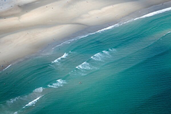 Top view of the sea beach